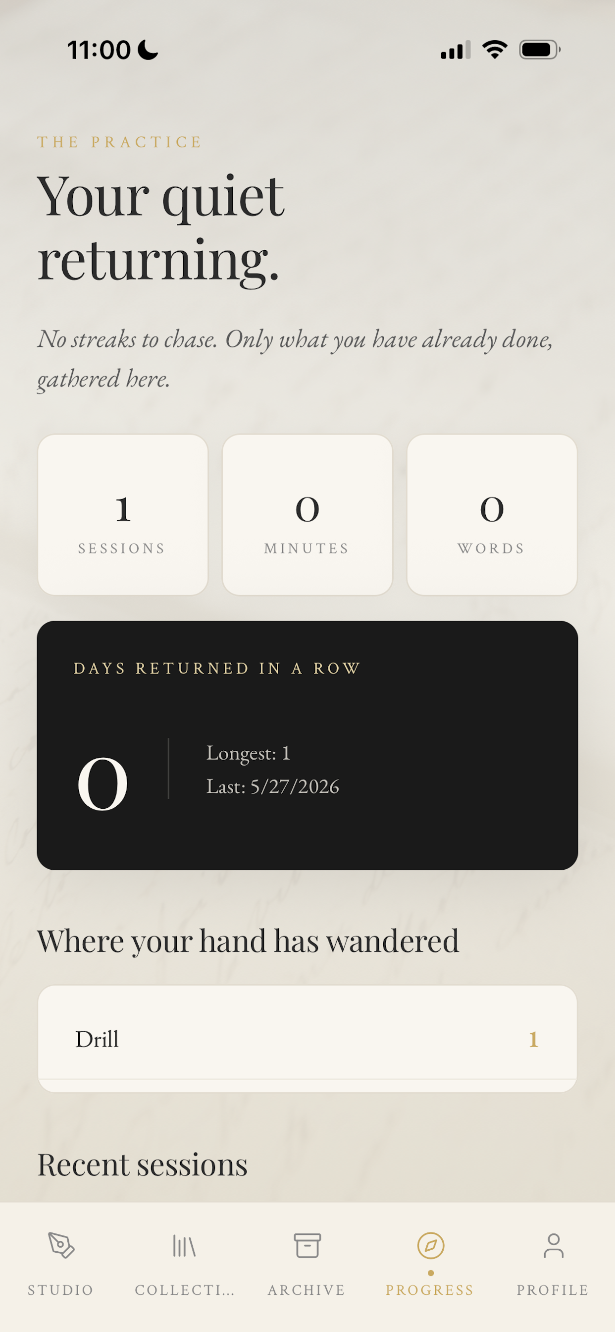 Quiet progress screen
